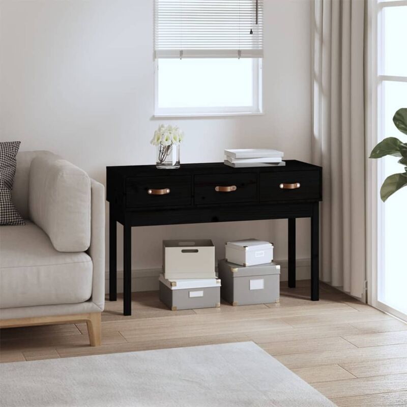 Table console Noir 114x40x75 cm Bois massif de pin Vidaxl
