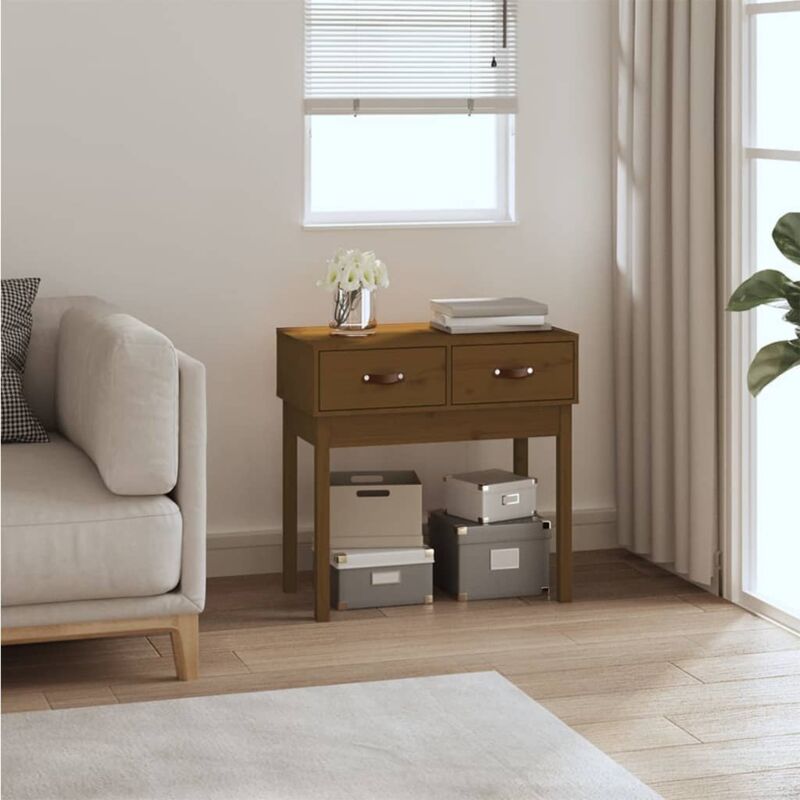 Table console Marron miel 76,5x40x75 cm Bois massif de pin Vidaxl