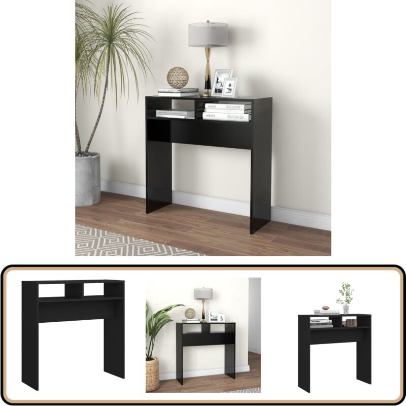 Table console noir 78x30x80 cm bois d'ingénierie - Table Basse - Meuble D'entrée - Table D'appoint - Rangement Décoratif - Design Moderne