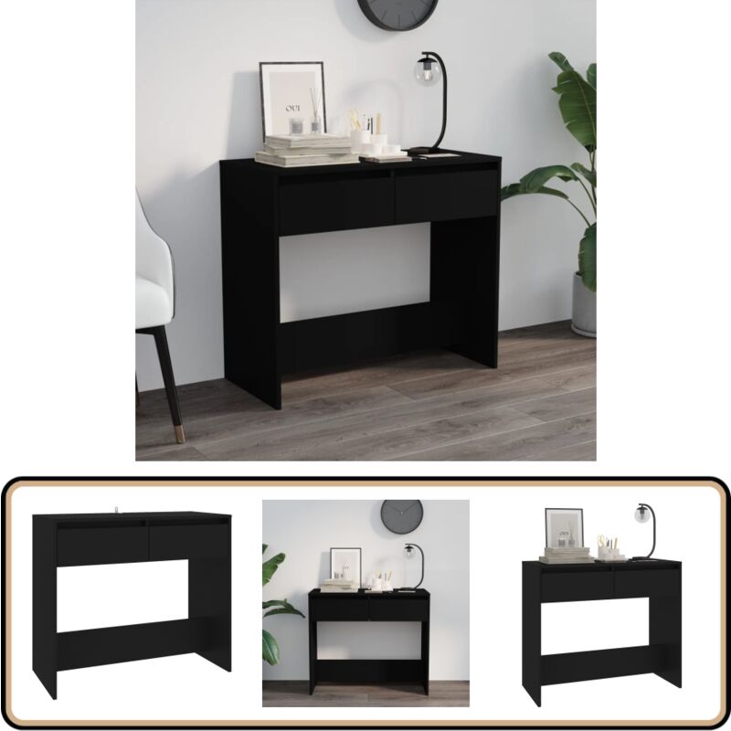 Table console Noir 89x41x76,5 cm Acier - Table Basse - Meuble Entrée - Table D'appoint - Table Console Noire - Rangement Intérieur