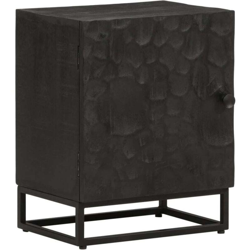 Vidaxl - Table de chevet noir 40x30x50 cm bois massif manguier et fer