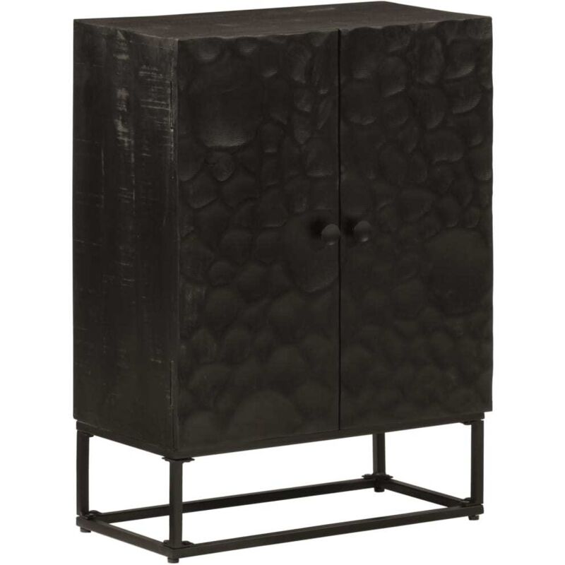 Vidaxl - Buffet noir 55x30x76 cm bois massif de manguier et fer