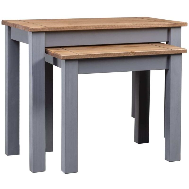 Vidaxl - Tables gigognes 2pcs Gris Bois de pin massif Assortiment Panama