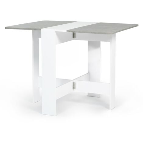 Table console pliable EDI 2-4 personnes blanche plateau effet béton - Blanc