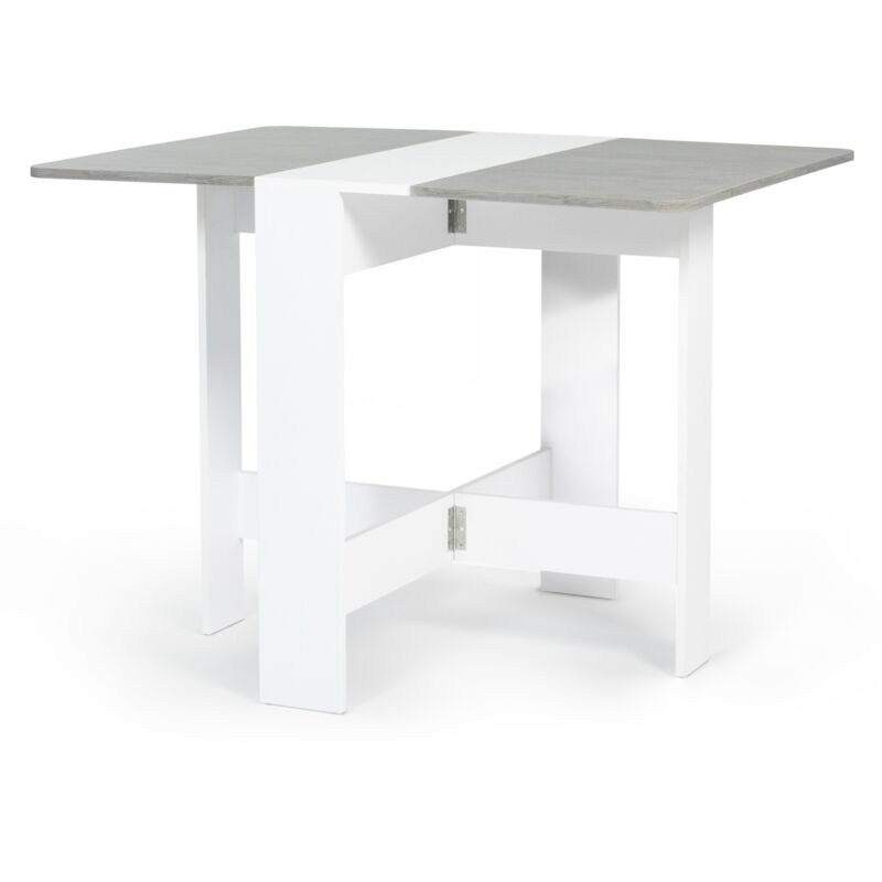 Table console pliable edi 2-4 personnes blanche plateau effet béton 103 x 76 cm