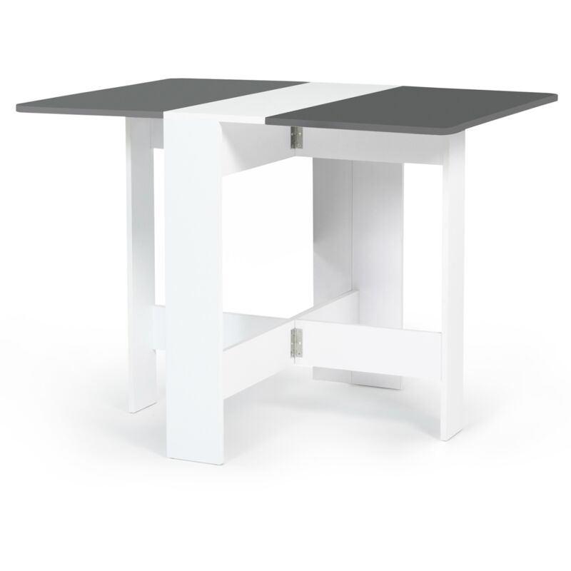 Idmarket - Table console pliable edi 2-4 personnes bois blanc plateau gris 103 x 76 cm