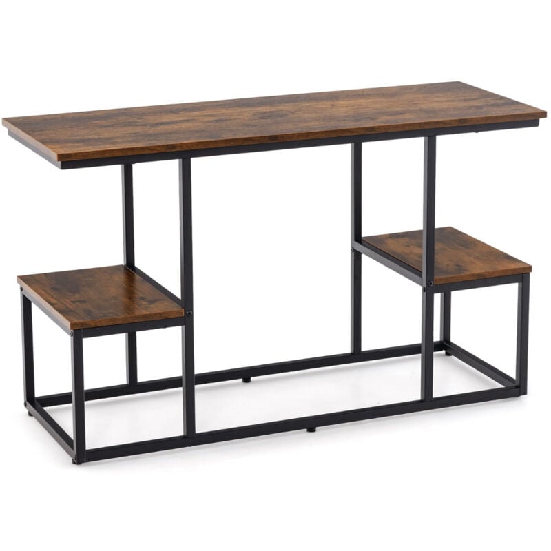 Table console pour TV de 50 pouces avec étagères de rangement ouvertes présentoir à 2 niveaux centre de divertissement marron rustique