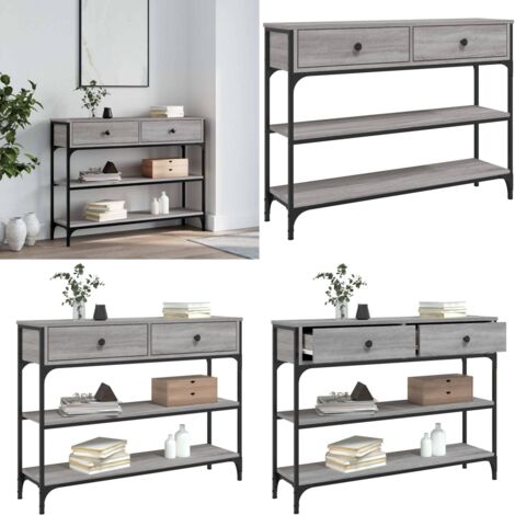 Table console sonoma gris 100x25x75 cm bois d'ingénierie - Table Basse - Table D'appoint - Meuble D'entrée - Table Console - Mobilier Moderne - Home & Living