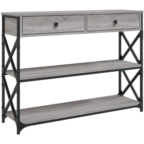Table console sonoma gris 100x28x75 bois d'ingénierie