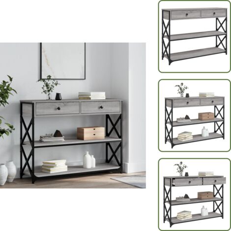 Table console sonoma gris 100x28x75 cm bois d'ingénierie - Table Basse - Table D'appoint - Meuble D'entrée - Table Console - Mobilier Moderne
