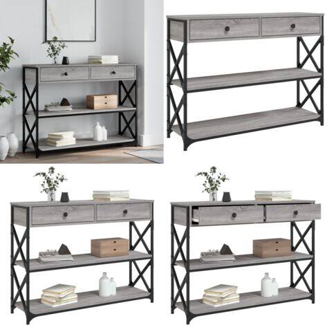 Table console sonoma gris 100x28x75 cm bois d'ingénierie - Table Basse - Table D'appoint - Meuble D'entrée - Table Console - Mobilier Moderne - Home & Living