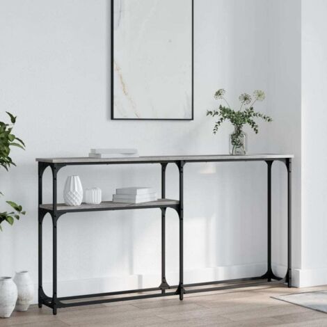 Table console sonoma gris 145x22,5x75 cm bois d'ingénierie vidaXL