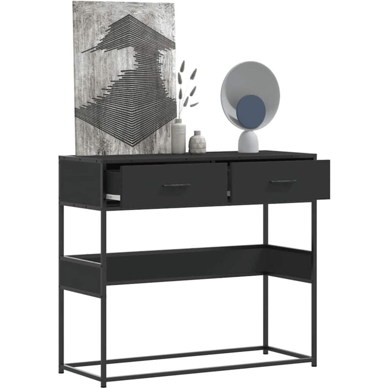 Vidaxl - Table console noir 90x35x80 cm bois d'ingénierie