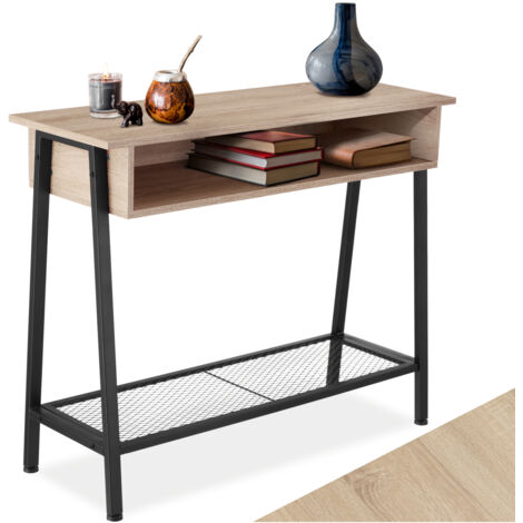Table Console Style industriel 100 x 35 80,5 cm Bois clair