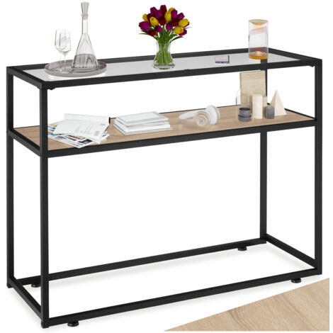 Table Console Style industriel 100 x 41 80,5 cm Bois clair