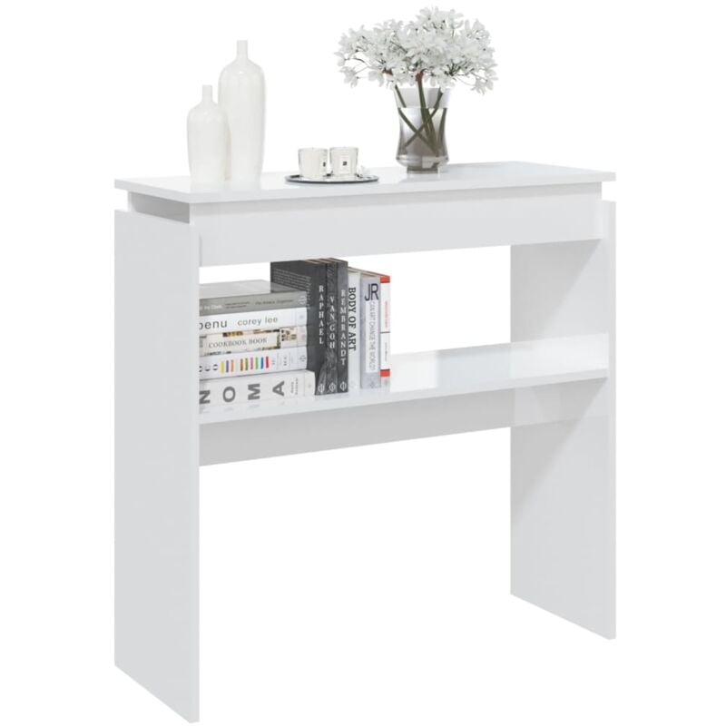 Maison Chic - Table console Table d'appoint - Blanc brillant 80x30x80 cm Aggloméré