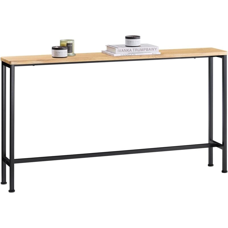 Sobuy - FSB19-E Table Console, Table d'appoint, Bout de canapé, Table d'entrée pour Salon, Chambre, Cadre et 4 Pieds en Fer - L120xP20x65cm, Nature