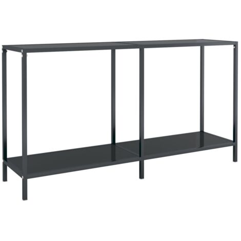Table console  Table d'appoint  design industriel - Noir 140x35x75,5 cm Verre trempé BV51772