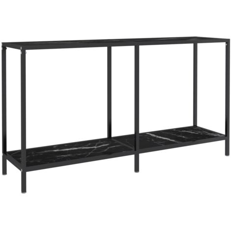 Table console  Table d'appoint  design industriel - Noir 140x35x75,5 cm Verre trempé BV77093