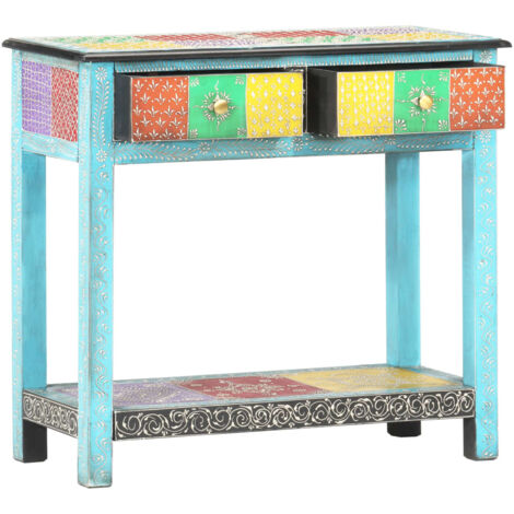 Table console  Table d'appoint peinte à la main 80x35x75 cm Bois de manguier BV32006