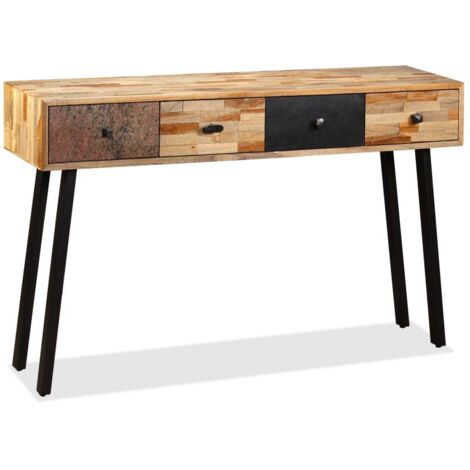 Table console  Table d'appoint Teck massif de récupération 120 x 30 x 76 cm BV98801