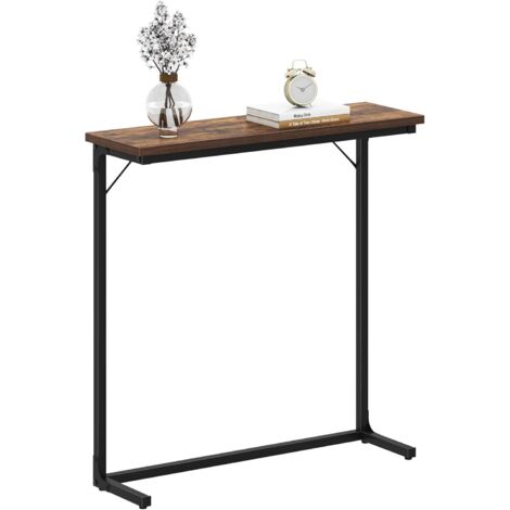 Table Console, Table de canapé étroite, Brun Rustique et Noir