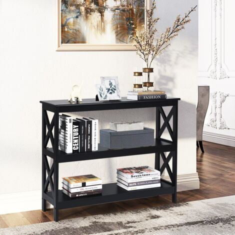 Table Console Table de Canapé Style Industriel 100 x 33 x 80 CM avec 2 Étagère de Rangement Noir CW67902