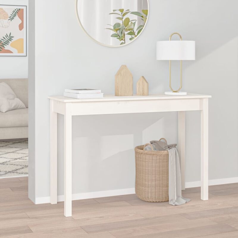 Maison Chic - Table console Table d'entrée Bout de Canapé Blanc 110x40x75 cm Bois massif de pin 49145
