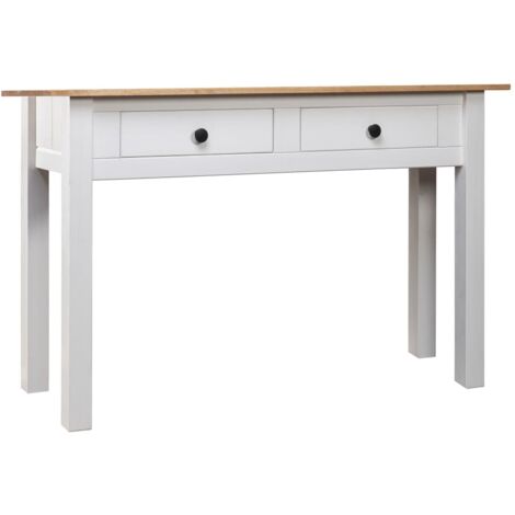 Table console-Table d'entrée Blanc 110x40x72 cm Pin solide Gamme Panama