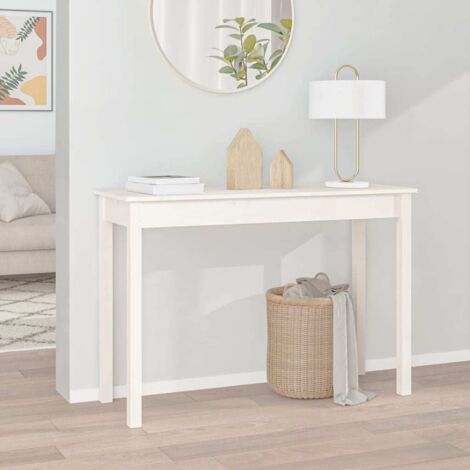 Table console-Table d'entrée Blanc 110x40x75 cm Bois massif de pin