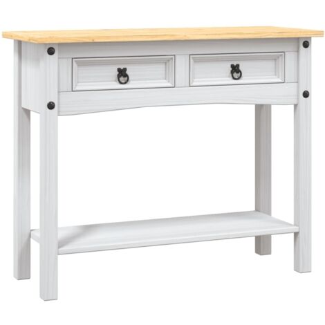Table console Table d'entrée  Bout de Canapé Gamme Corona Pin mexicain Blanc 90x34,5x73 cm 59161