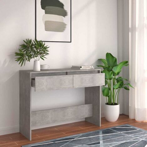 Table console Table d'entrée  Bout de Canapé Gris béton 100x35x76,5 cm Aggloméré 27614