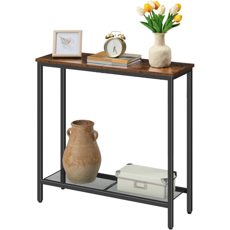 Table Console, Table d'Entrée de 75 cm, Table d’Appoint avec Étagère de Rangement, Bout de Canapé, Rangement Ouvert, Couloir, Salon, Chambre, Foyer,