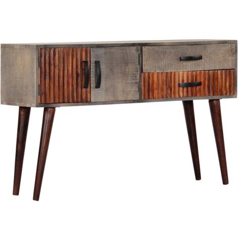Table console-Table d'entrée Gris 120x35x75 cm Bois de manguier massif brut