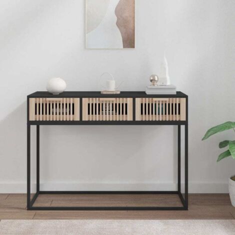 Table console-Table d'entrée noir 105x30x75 cm bois d'ingénierie et fer