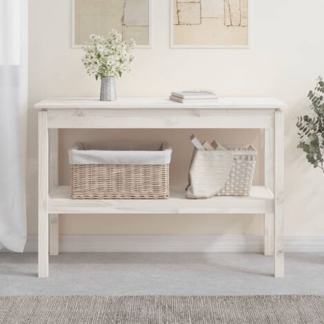 Table console  Table d’Entrée  Table d'Appoint  Bout de canapé pour Couloir, Entrée, Salon Blanc 110x40x75 cm Bois de pin solide GHBN573336