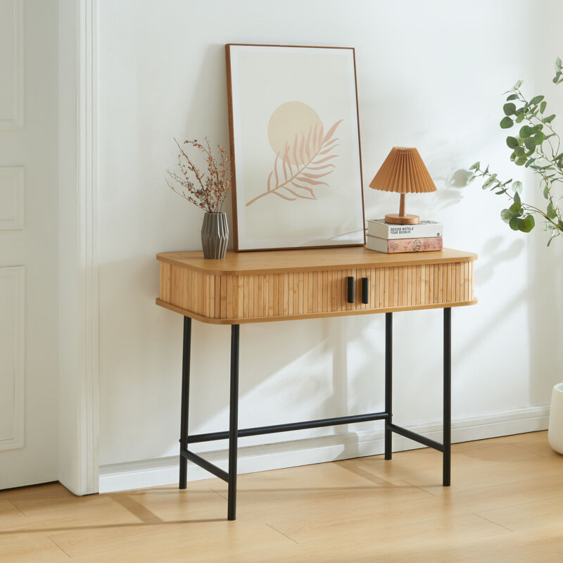 [en.casa] - Table console Tvedestrand 100 x 50 x 76 cm naturel noir