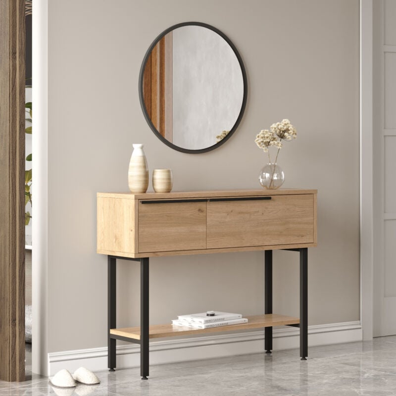 [en.casa] - Table console Vesanto 100 x 30 x 76 cm effet chêne noir
