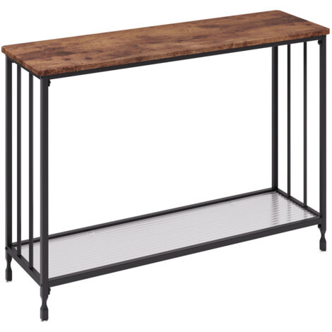 Table Console,Console Meuble Entrée,85x30x81cm D'ENTREE,Vintage，Buffet étroit pour Salon，85X30X81cm，Plateau en Bois Marron et Cadre en métal