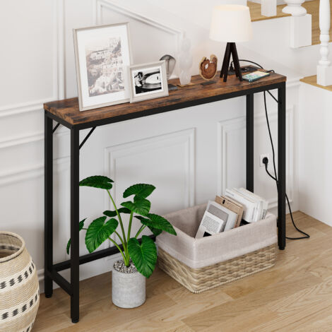 Table Console,Console Meuble,100 x 23 x 80 cm,Petite Table de Présentation, Table d’Entrée, Bout de Canapé, Table d'Appoint, pour Couloir, Entrée, Salon, Style Industriel, Marron Rustique