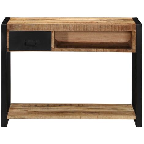 Table console，Table d'appoint，Bout de canapé 100x35x75 cm bois de manguier massif brut CFW16071