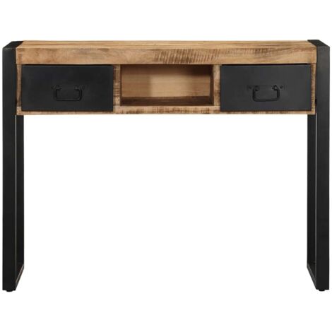 Table console，Table d'appoint，Bout de canapé 100x35x75 cm bois de manguier massif brut CFW59494
