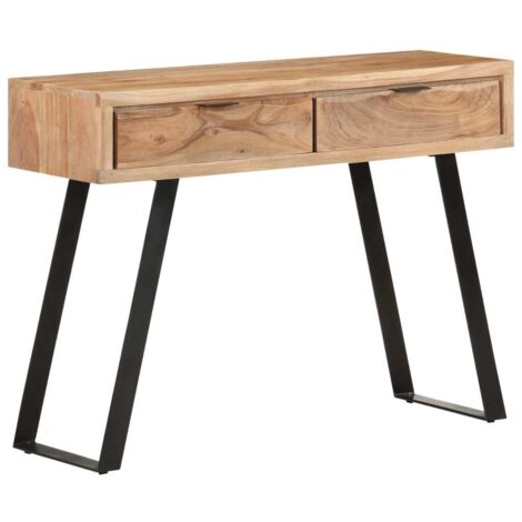 Table console,Table d'appoint,Bout de canapé 100x35x76 cm Bois d'acacia avec bord naturel -69531