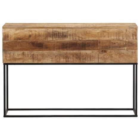 Table console，Table d'appoint，Bout de canapé 110x30x75 cm bois de manguier massif brut et fer CFW58826