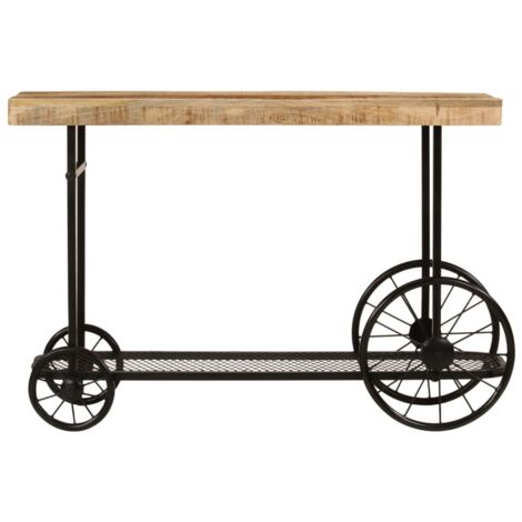 Table console，Table d'appoint，Bout de canapé 112x36x76 cm bois massif de manguier et fer CFW71042