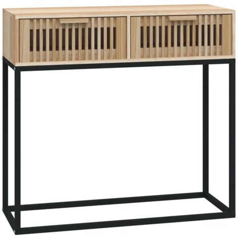 Table console，Table d'appoint，Bout de canapé 80x30x75 cm bois d'ingénierie et fer CFW93879