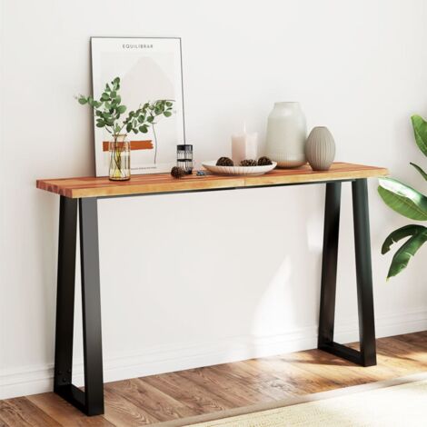 Table console，Table d'appoint，Bout de canapé à live edge 140x40x80 cm bois d'acacia solide CFW211916