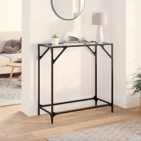 Table console，Table d'appoint，Bout de canapé avec dessus en verre transparent 80x35x81cm acier CFW75536