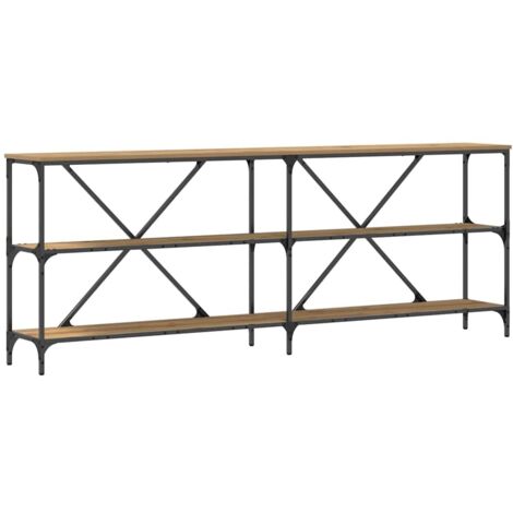 Table console,Table d'appoint,Bout de canapé avec étagère chêne artisanal 180 x 30 x 75 cm CFW71189