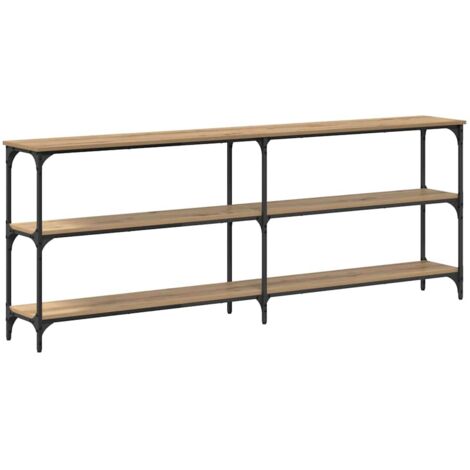 Table console，Table d'appoint，Bout de canapé avec étagère chêne artisanal 200 x 29 x 75 cm CFW35964